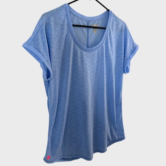 Lilly Pulizer T-Shirt Blue Women's Medium Luxletic Scoopneck Short-Sleeve UPF-50 - Picture 3 of 11